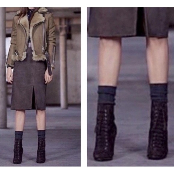 AllSaints Shoes - AllSaints Grimsby Womens 40/9 Lace Up Boots Brown Suede Heel Retro Victorian 90s